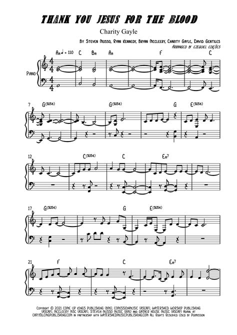 Thank You Jesus For The Blood (arr. BY EZEQUIEL EDIÇÕES) by Charity ...