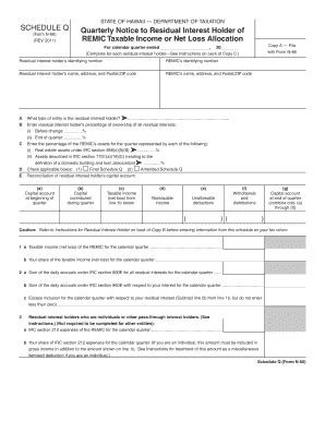 Fillable Online Schedule Q Form N-66, Rev. 2011, Quarterly Notice to ...