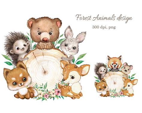 Forest Baby Animals PNG Forest Animals Sublimation Design - Etsy