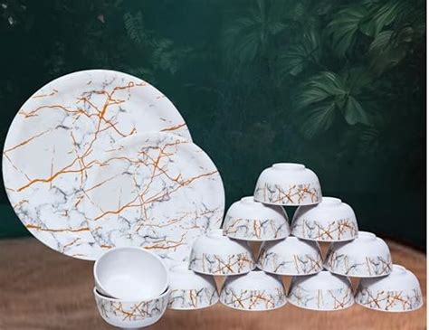 Serve N Style 24 Pieces Melamine Dinner Set | Stylish, Light-Weight ...
