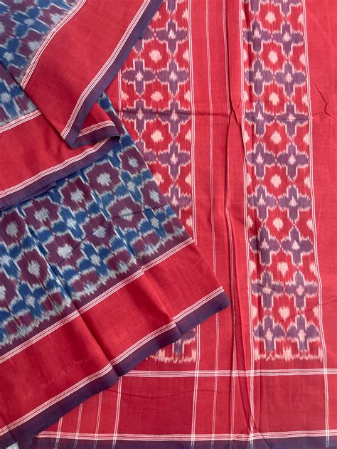 Telia Rumal Pattern Double Ikat Natural Dyed saree – Ikkat Time