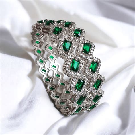 emerald and diamond studded lookalike bangles – Qrated Jewels