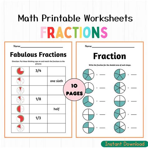 Image result for Fraction Practice Sheets Printable