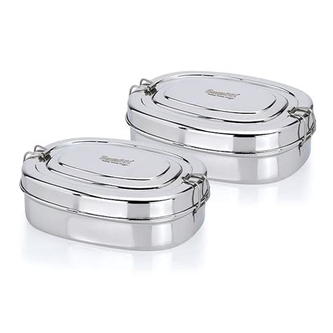 Buy Sumeet Stainless Steel Rectangle Lunch Box/Tiffin with 2 ...