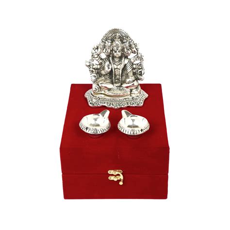 Buy RKONECT® Silver Metal Panchmukhi Hanuman, Bajrangbali Idol Murti ...