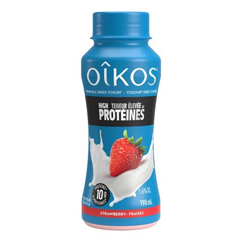 Oikos Drinkable Greek Yogurt High Protein, Strawberry Flavoured (190 ml ...