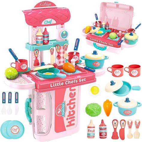 Cable World Plastic 3 in 1 Portable Pretend Food Party Role Cooking ...