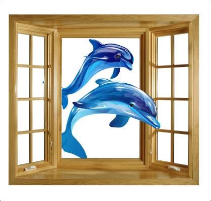 Impression Wall 58 cm Dolphin Window Illusions Vinyl Multicolor Sticker ...