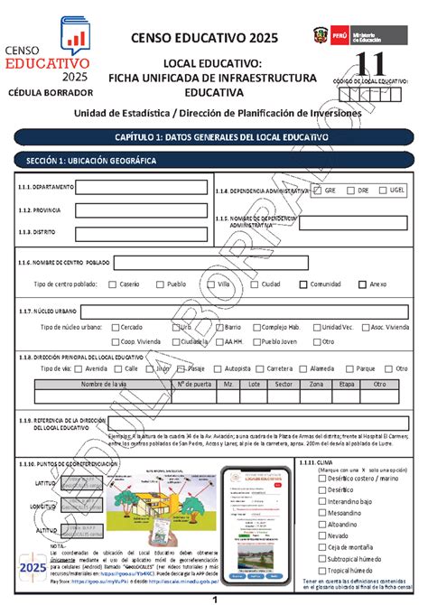 CENSO EDUCATIVO 2025: FICHA UNIFICADA DE INFRAESTRUCTURA EDUCATIVA ...
