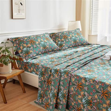 Amazon.com: Lady Ann 100% Cotton Floral King Size Sheets Set Deep ...