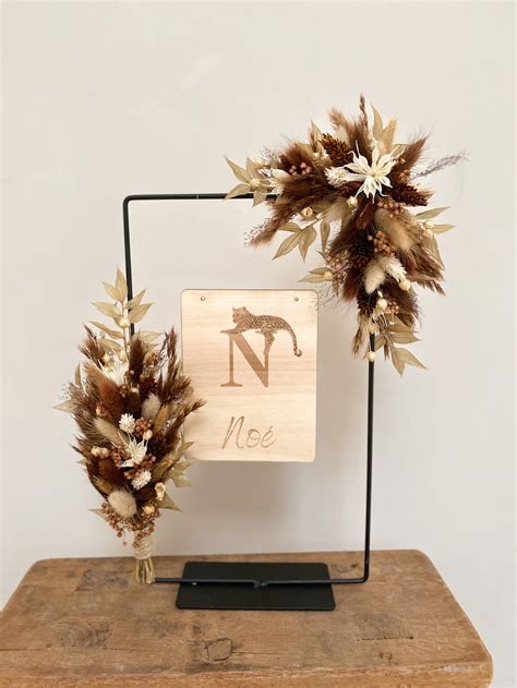 Droogbloemenstuk rechthoek met houten tekst 30 of 40 cm – Made with love