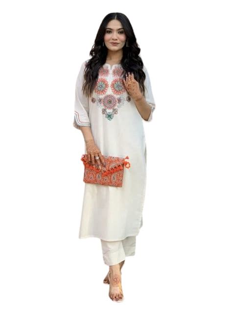 Buy NEW DHARINI Women's Pure Cotton Embroidery Co-Ord Set | White ...