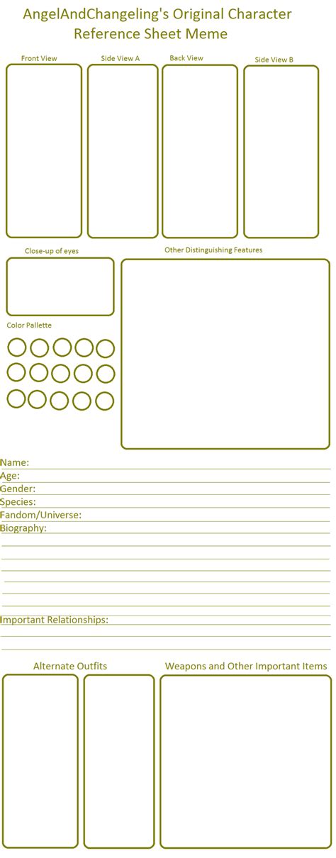 Character Sheet Template | AT A GLANCE