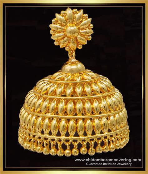 Buy Real Gold Design Light Weight Large Jhumka Earrings for Wedding