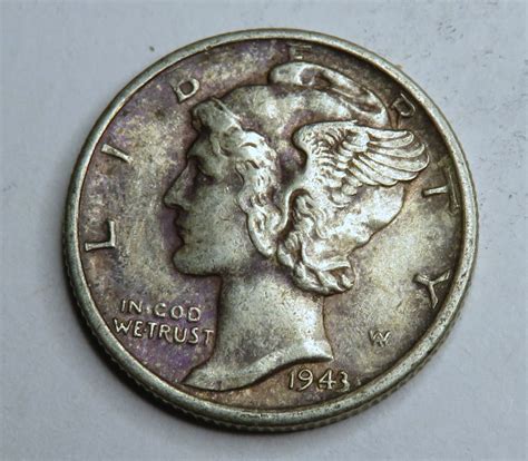 1943 S BU Mercury Dime Toned Obverse | Property Room