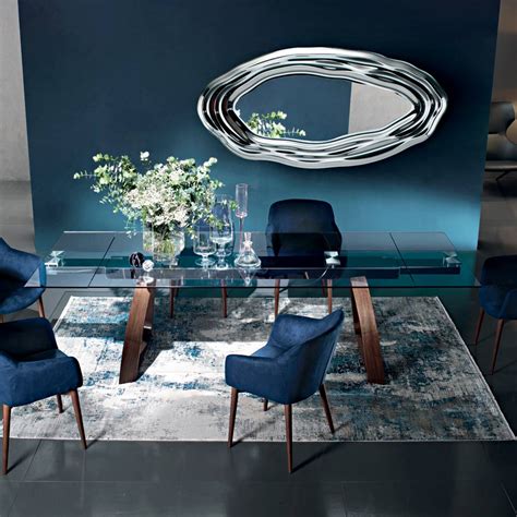 Dining Table with Extendable Glass Top Made in Italy