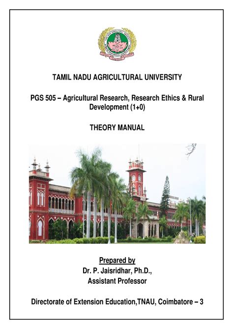 PGS-505 - Theory Manual - TAMIL NADU AGRICULTURAL UNIVERSITY PGS 505 ...