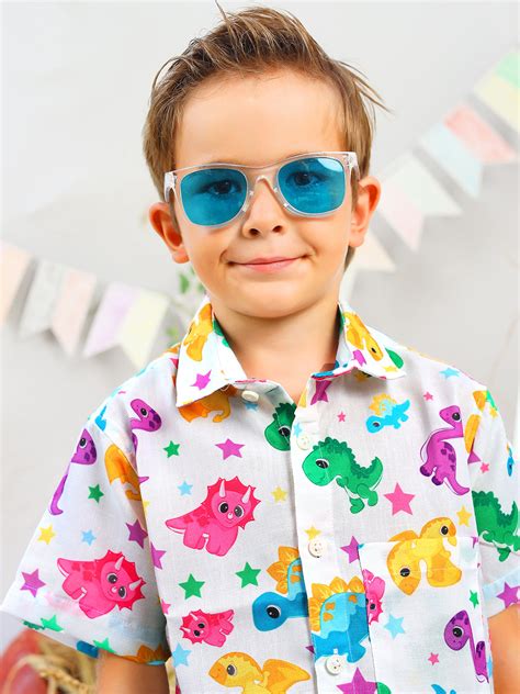 Boys White Dinosaur Printed Shirt – Jilmil