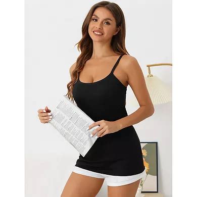 2 Pcs Women's Camisole Tops with Built in Bra Spaghetti Strap Scoop ...