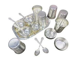 GoldGiftIdeas Silver Plated Six Flower Glass and Manchurian Bowl Combo ...