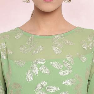 Janasya Women's Light Green Crepe Botanical Print Gown Kurta (JNE3463 ...