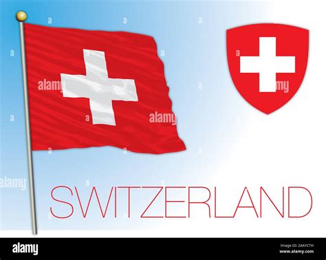 Switzerland official national flag and coat of arms, vector ...