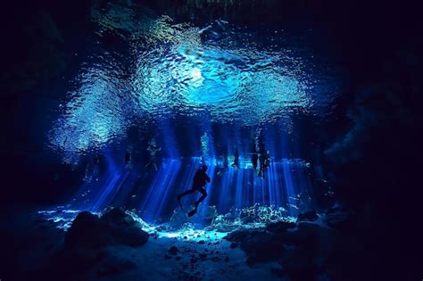 Diving in the cenotes, mexico, dangerous caves diving on the yucatan ...