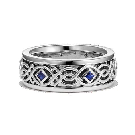 Inverness 14K White Gold & Sapphire Band (8mm) | Shane Co.
