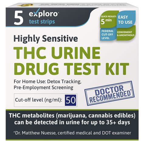 Exploro Kit de Dépistage THC à Domicile — Test Urinaire, 5 Bandelettes ...