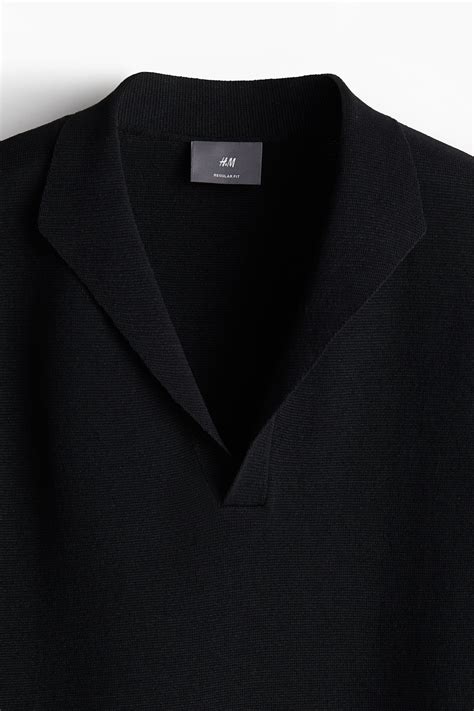 Regular-Fit V-Neck Polo Shirt - Black - Men | H&M US