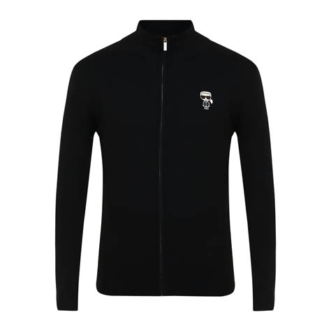 Buy Karl Lagerfeld Men Black Chest Doll Front-Zipper Sweater Online ...