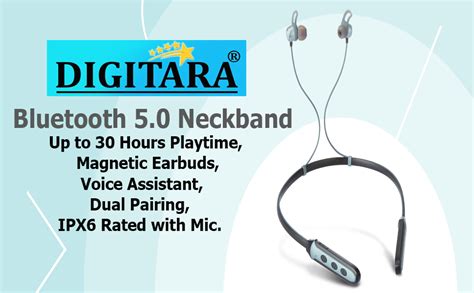 Digitara Bluetooth 5.0 Neckband with Up to 30 Hours Playtime, Magnetic ...