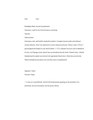 Image result for Arterial Line Procedure Note Template