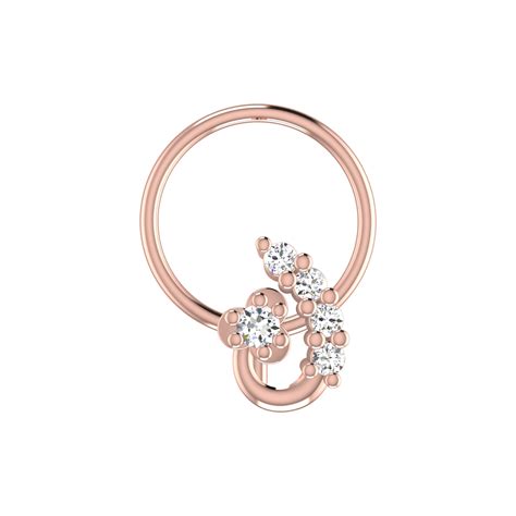 14K Gold Celestial Curve Design 0.058ct Lab Grown Diamond Nose Pin ...