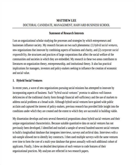 Image result for Example of a Research Statement