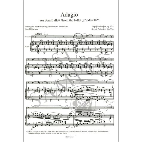 Adagio from "Cinderella" arranged for cello and piano. By Sergei ...