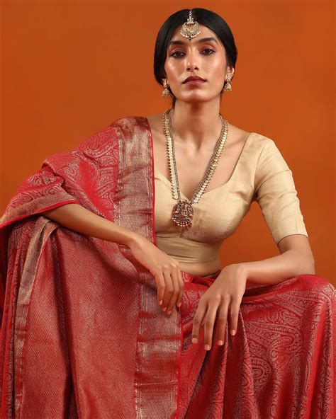 Red Mysore Crepe Silk Saree – Vijayalakshmi Silks