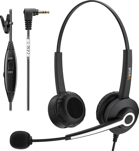 Wantek Telephone Headset with Microphone Noise Cancelling, Cell Phone ...