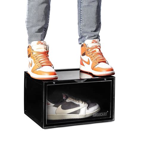 SNEAKARE Shoe Storage Organizer, Set of 1 Black Heavy-Duty Sneaker Box ...