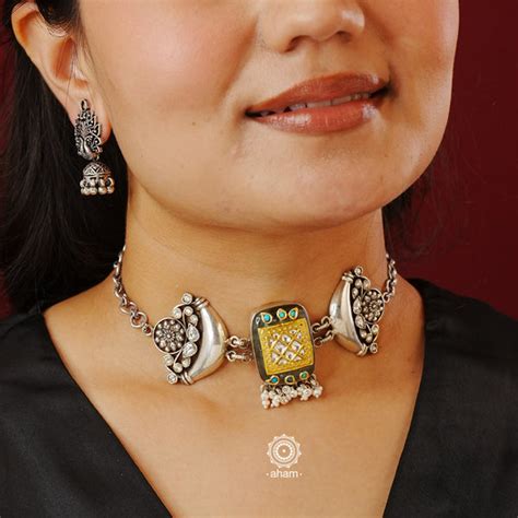 Silver Choker Neckpiece – aham jewellery | handcrafted silver jewellery