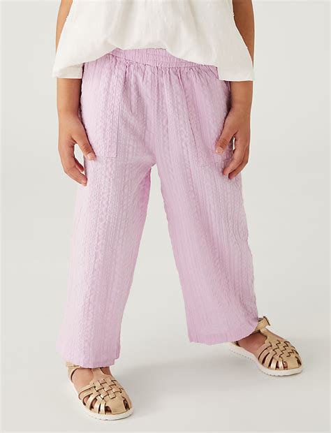 Buy Pure Cotton Wide Leg Trousers at Marks & Spencer