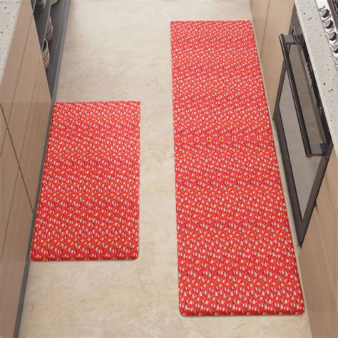Kitchen Mats For Floor,Red Floral Kitchen Rug For Kitchen ,Laundry ...