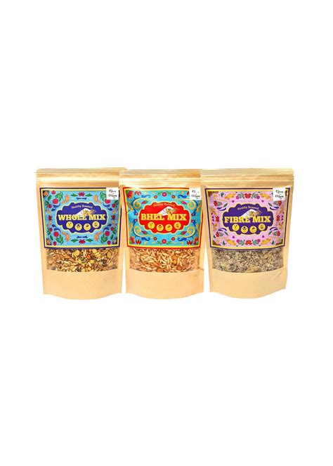 Get Healthy Roasted Fibre Mix, Whole Mix & Bhel Mix - Pack of 3 - 550 ...