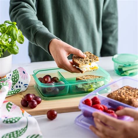 PRUTA sandwich container with lid, lilac/green, 22x14x5 cm (8 ¾x5 ½x2 ...