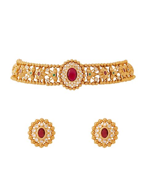 Buy Elegant Gold Plated Choker Necklace Set – The Better Home