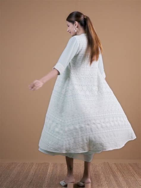 Buy Blue Solid Georgette Dress With Shrug Online at Rs.999 | Libas