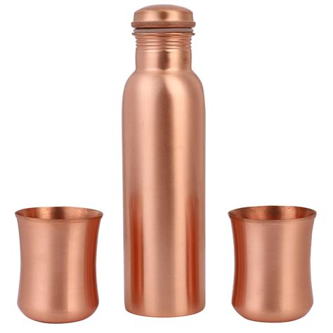 Mother Copperware Pure Copper Drinkware Gift Set of 1 Bottle & 2 Glass ...