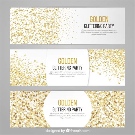 Glitter cards collection with golden color | Free Vector