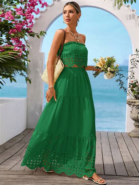 Vivid Eden Women's Casual Vacation Solid Color Bandeau Top And Mini ...