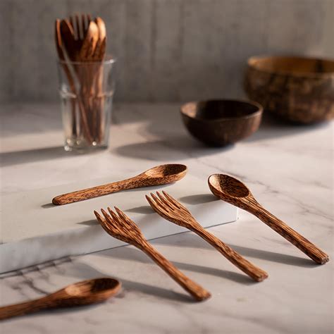 Buy Coconut Shell Forks and Spoons - Set of 4 Online On Zwende